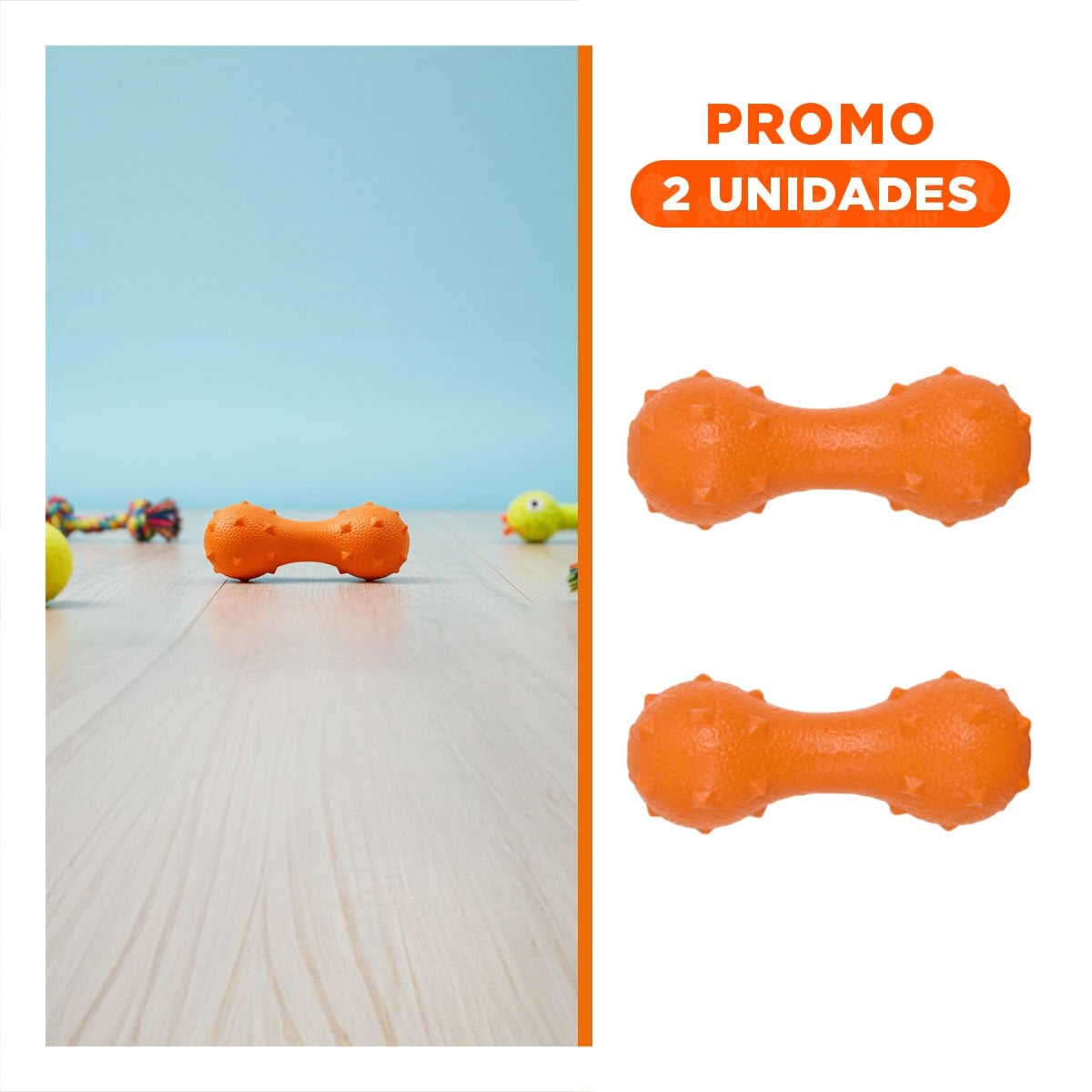 PACK2 PIEZA TEXTURIZADA MANCUERNA DE PUAS NARANJA PARA PERRO - 1
