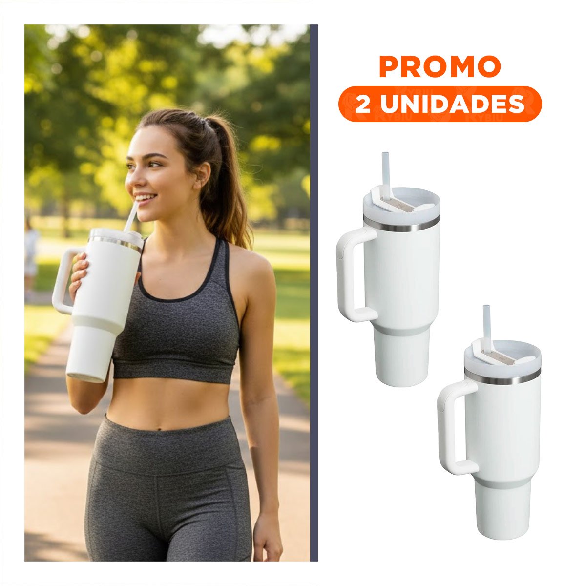 PACK2 BIDON INSULADO CON ASA Y PICO 1200ML BLANCO DEPORTIVO - 1