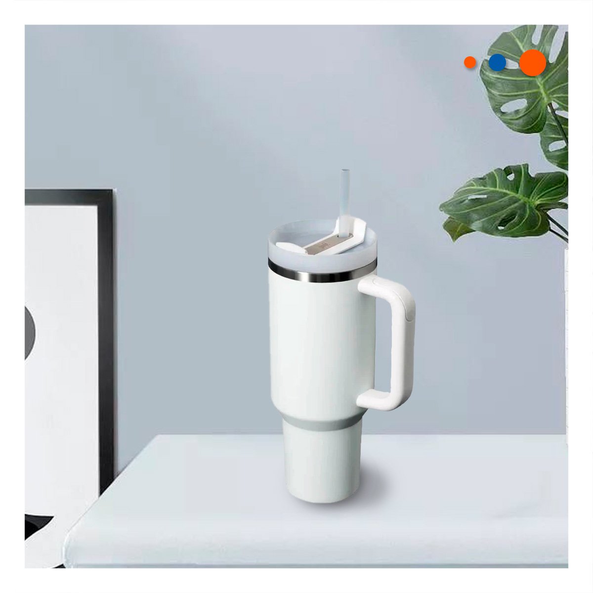 COPA TERMICA CON ASA Y PICO 1200ML BLANCO PARA HOGAR - 2