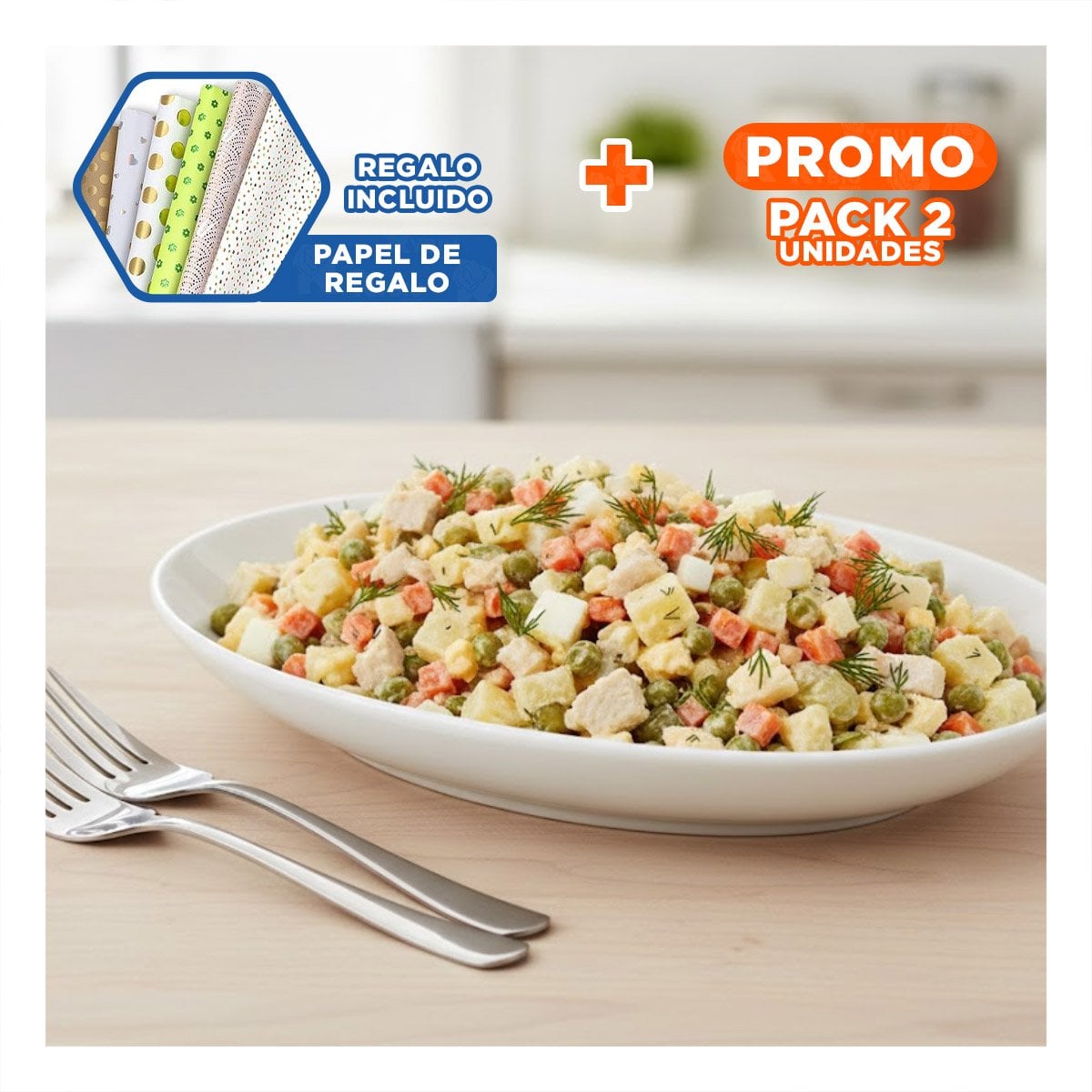 PACK2 ELEGANTE PIEZA OVALADA BLANCO CIRCULAR PARA COCINA Y+PAPEL REGALO - 1