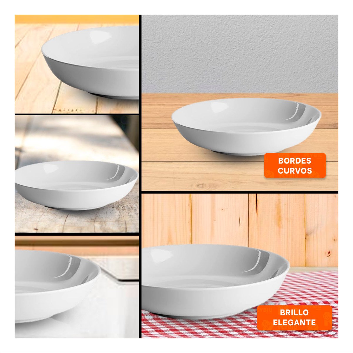 PACK2 ELEGANTE PIEZA OVALADA BLANCO CIRCULAR PARA COCINA Y+PAPEL REGALO - 3