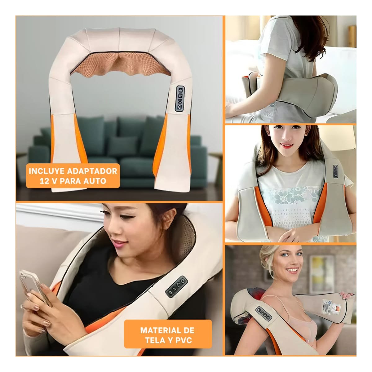 PACK6 SISTEMA PORTATIL CERVICAL ELECTRICO ANARANJADO PARA DESCANSO Y+PAPEL REGALO - 3