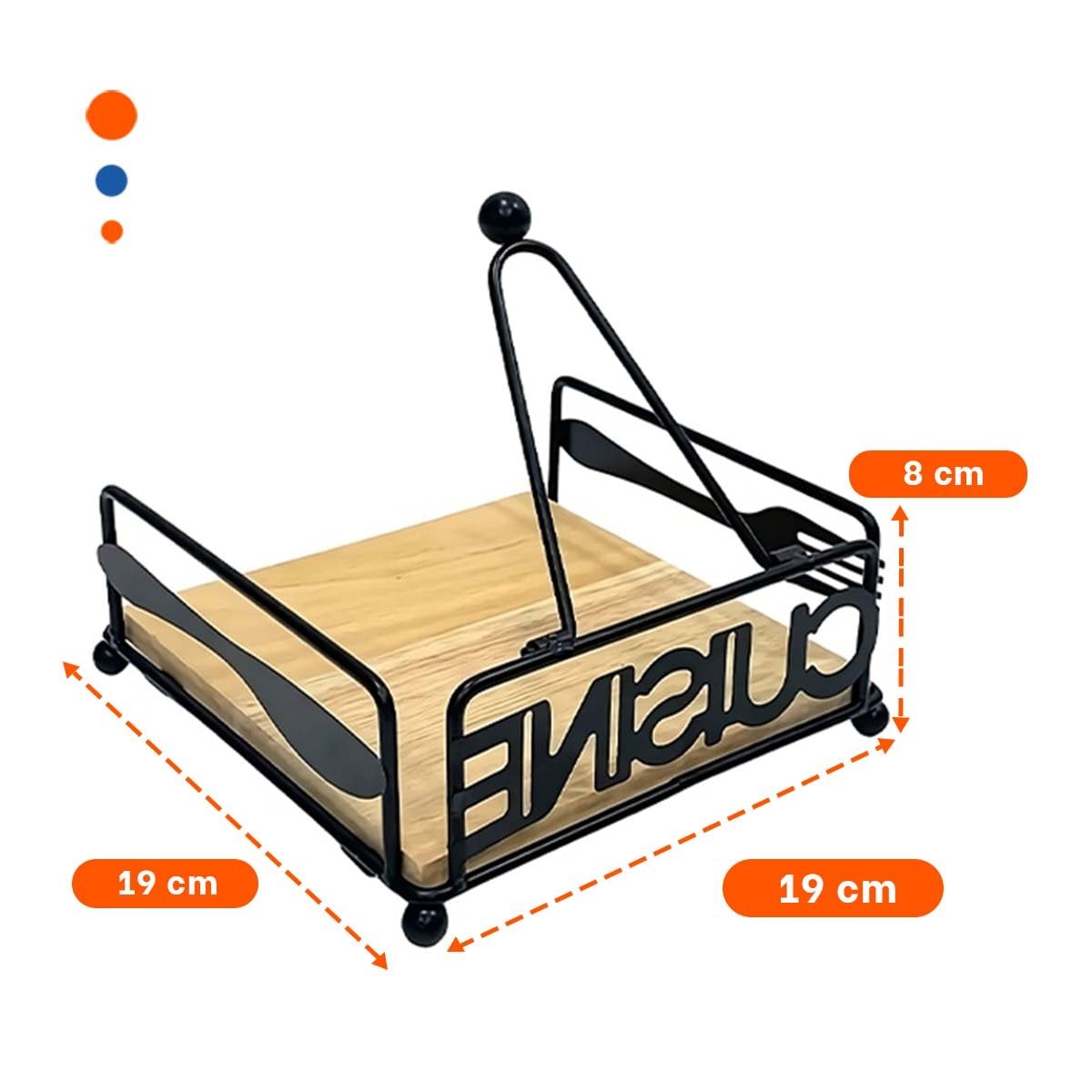 PACK2 PORTA SERVILLETAS DECORATIVO DE MADERA Y ACERO NEGRO Y+PAPEL REGALO - 4