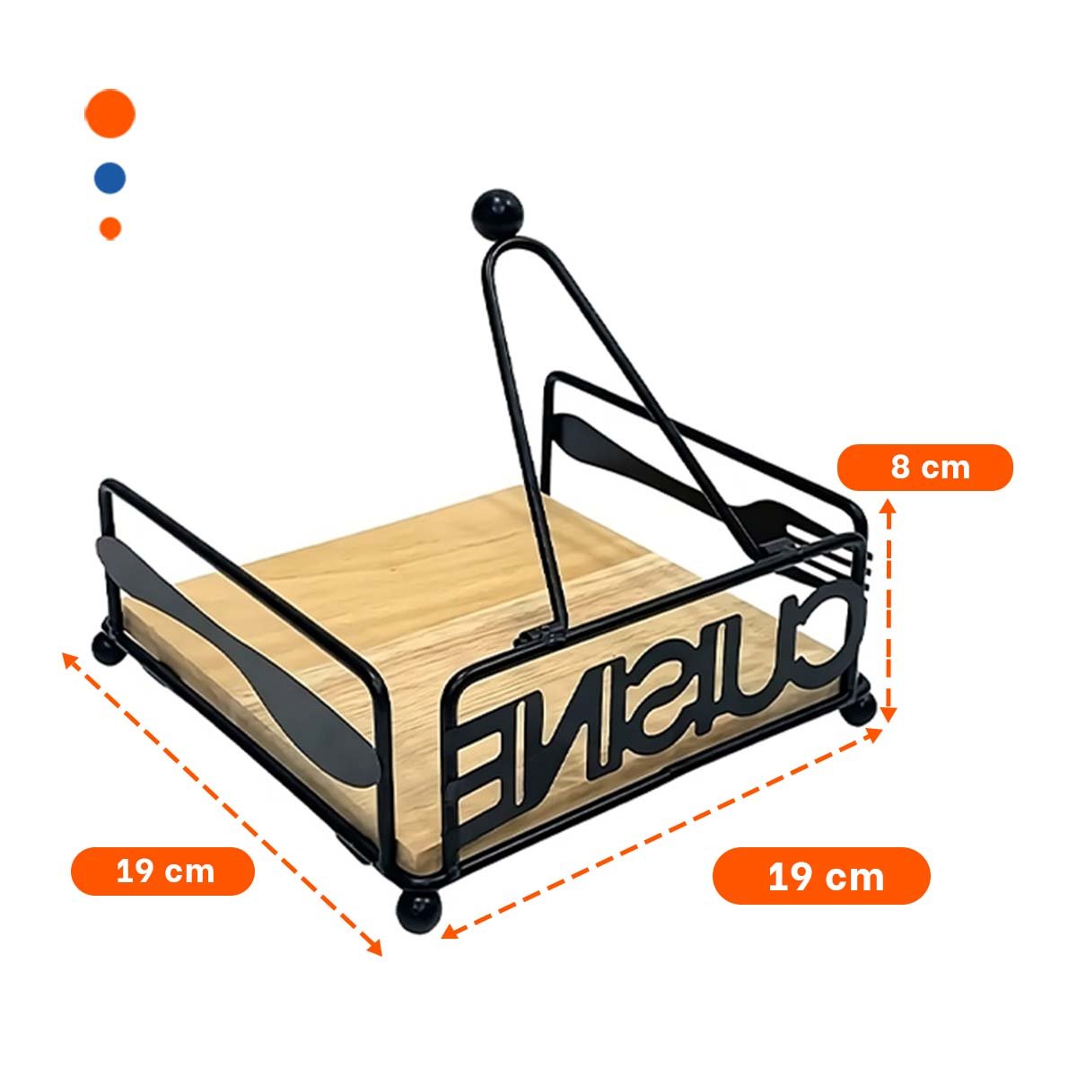 COMPLEMENTO PARA SERVILLETAS DE MADERA Y ACERO NEGRO PARA HOGAR Y+POST IT - 4