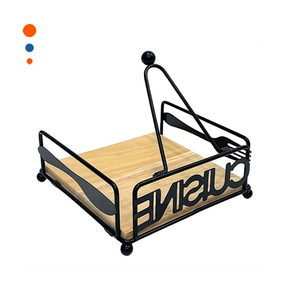 PACK2 SOPORTE DECORATIVO DE MADERA Y ACERO NEGRO PARA MESA Y+REGALO STICKER - 2