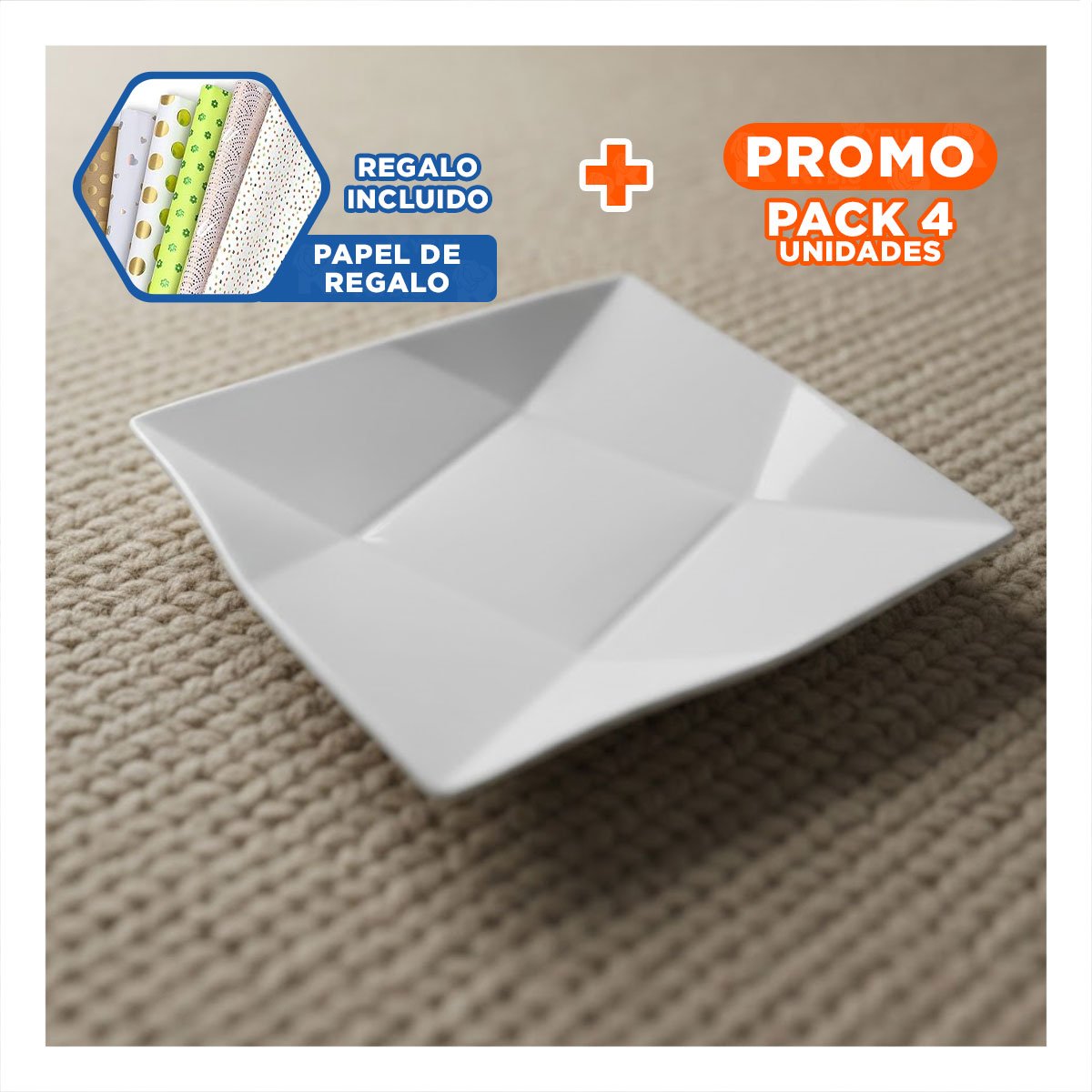 PACK4 ARTICULO ELEGANTE CUADRADO MODELO ORIGAMI PARA COMEDOR PRINCIPAL Y+PAPEL REGALO - 1