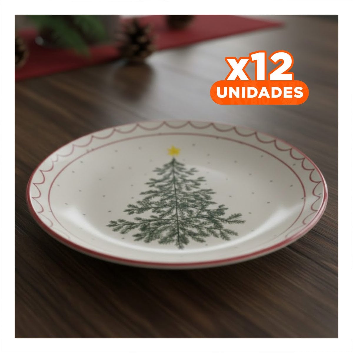 PACK2 PLATO FESTIVO CIRCULAR CON ESTILO ARBOL PARA MESA DE NAVIDAD - 1