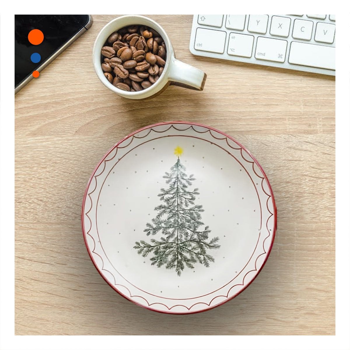PACK2 PLATO FESTIVO CIRCULAR CON ESTILO ARBOL PARA MESA DE NAVIDAD - 2