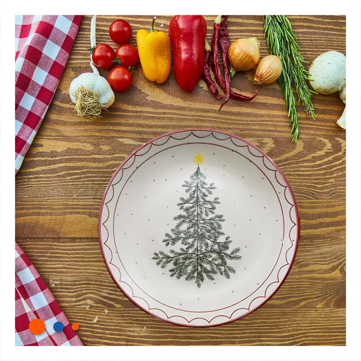 PACK2 PLATO FESTIVO CIRCULAR CON ESTILO ARBOL PARA MESA DE NAVIDAD - 3