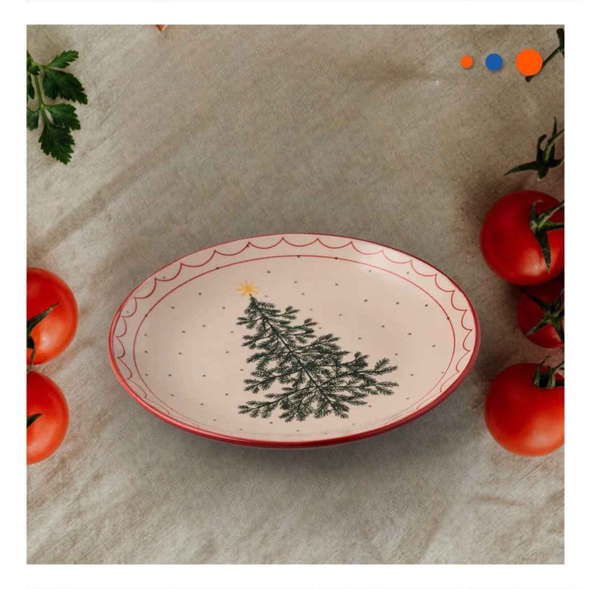 PACK2 PLATO FESTIVO CIRCULAR CON ESTILO ARBOL PARA MESA DE NAVIDAD - 5