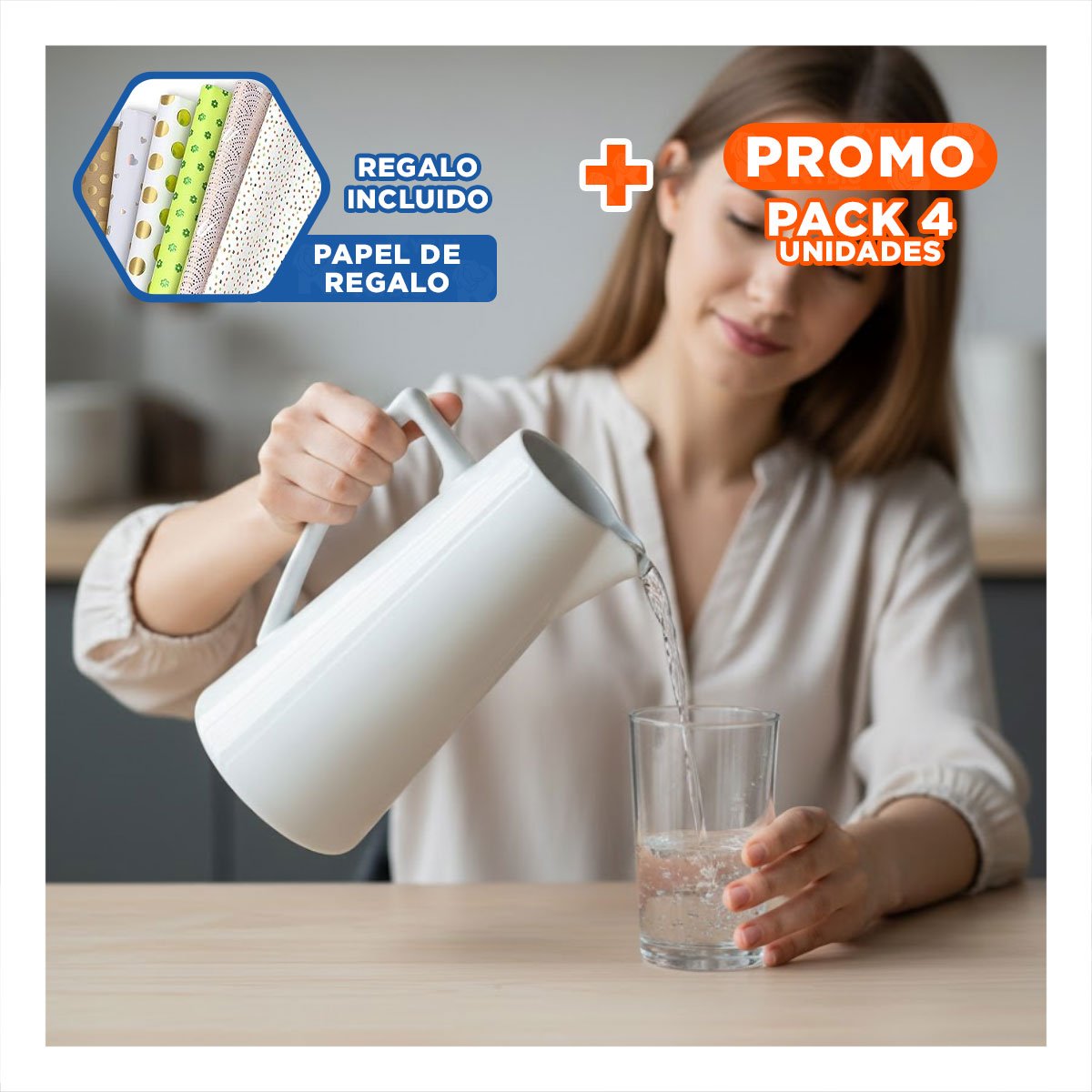 PACK4 CONTENEDOR MODERNO DE CERAMICA BLANCO PARA COCINA Y HOGAR Y+PAPEL REGALO - 1