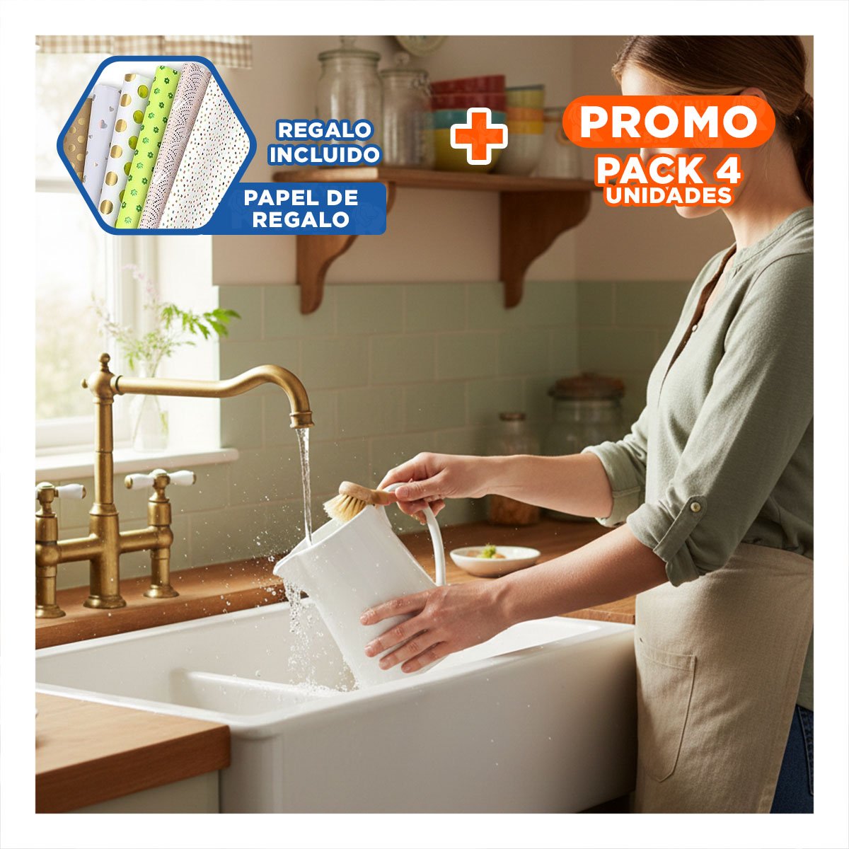 PACK4 CONTENEDOR MODERNO DE CERAMICA BLANCO PARA COCINA Y HOGAR ACTUAL Y+PAPEL REGALO - 1