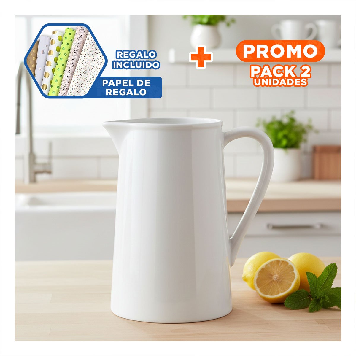 PACK2 ACCESORIO DECORATIVO DE CERAMICA BLANCO PARA HOGAR Y REUNIONES SOCIALES Y+PAPEL REGALO - 1