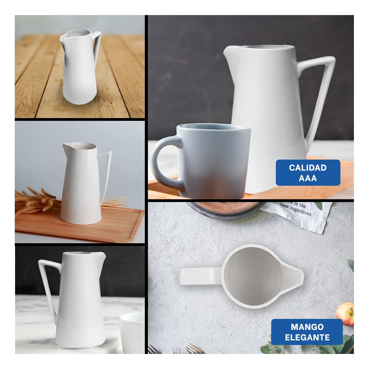 PACK6 PIEZA MODERNA DE CERAMICA BLANCO PARA HOGAR Y MESA Y+PAPEL REGALO - 3