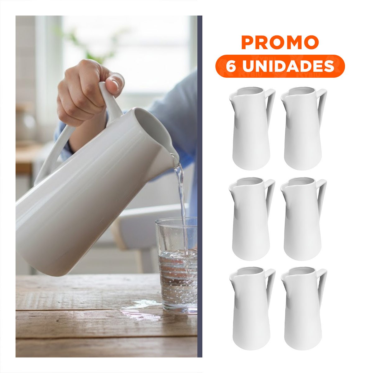 PACK6 JARRO MODERNO DE CERAMICA BLANCO PARA SERVICIO EN REUNIONES - 1