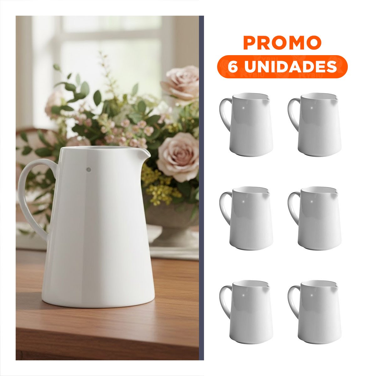 PACK6 JARRO MODERNO DE CERAMICA BLANCO PARA SERVICIO EN REUNIONES - 1