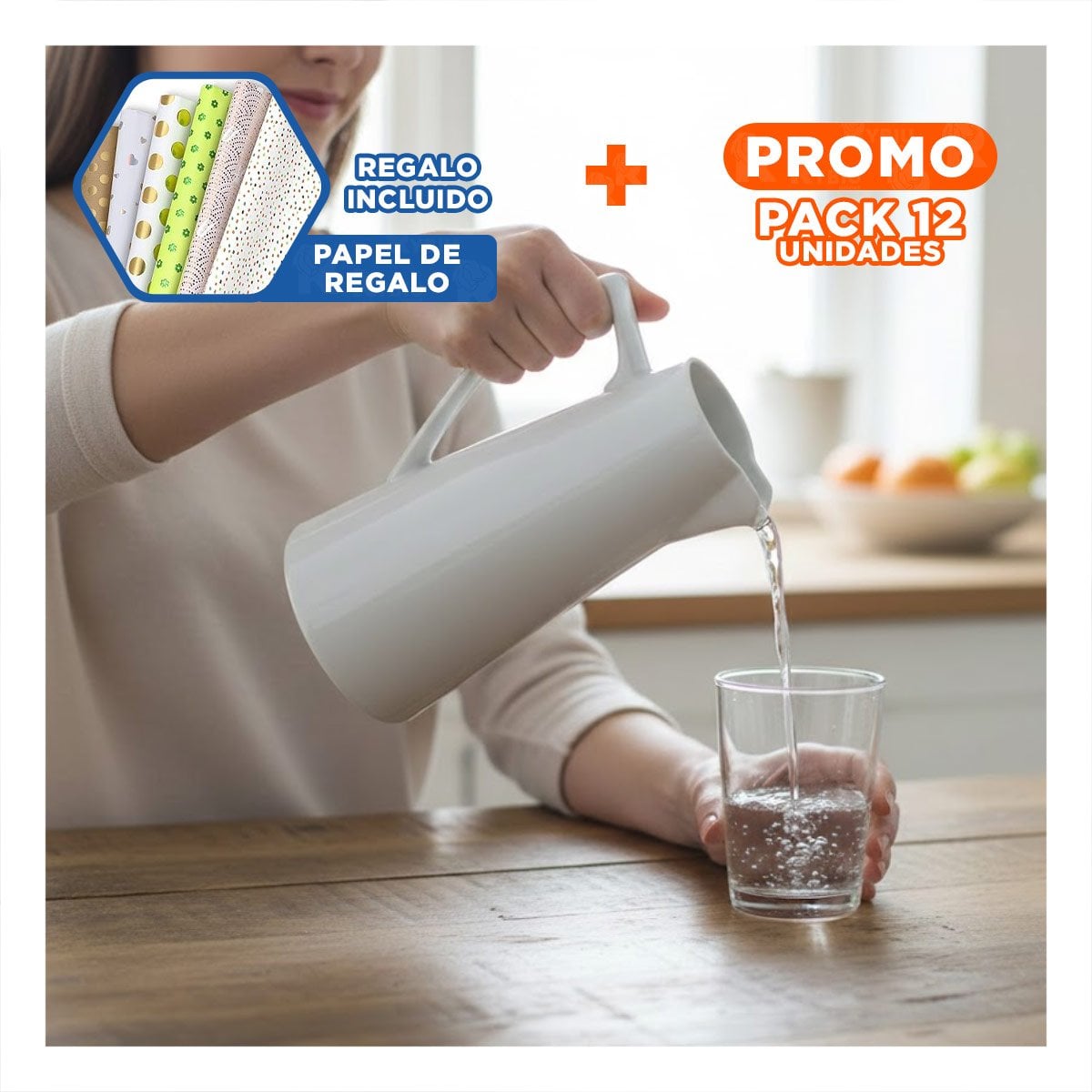 PACK12 COMPLEMENTO MODERNO DE CERAMICA BLANCO PARA COMEDOR Y HOGAR Y+PAPEL REGALO - 1