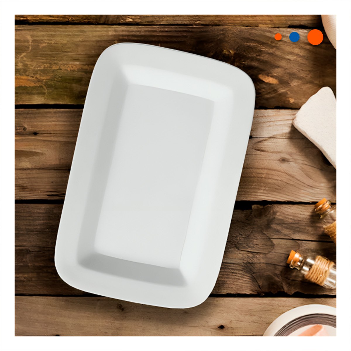PACK4 ELEMENTO DECORATIVO RECTANGULAR CON BORDE CURVO BLANCO Y+PAPEL REGALO - 2
