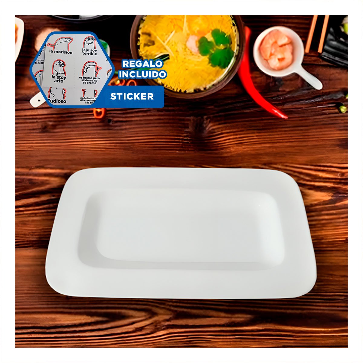 PIEZA RECTANGULAR CON BORDE CURVO BLANCO PARA DECORACION MODERNA Y+REGALO STICKER - 1