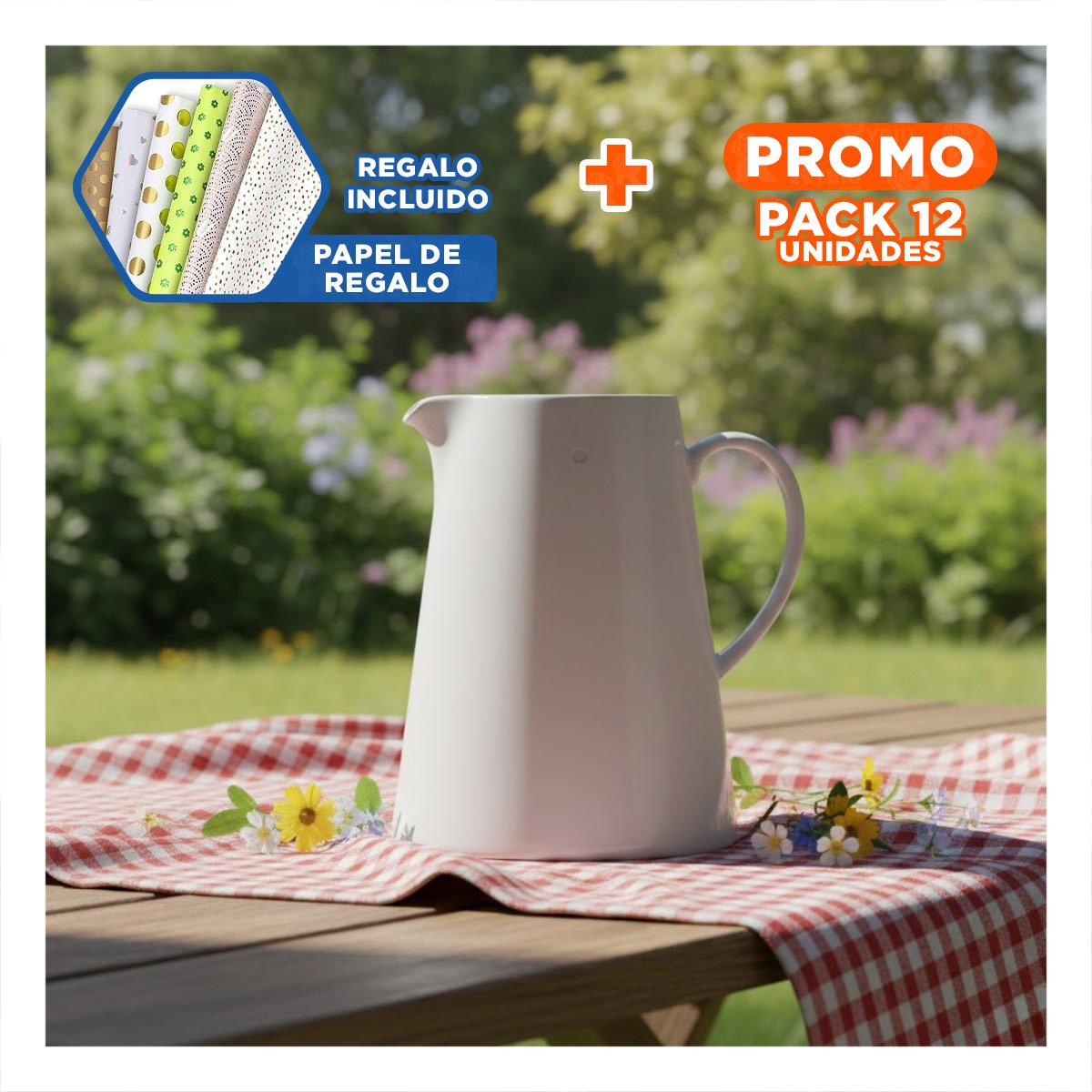 PACK12 COMPLEMENTO MODERNO DE CERAMICA BLANCO PARA COMEDOR Y HOGAR Y+PAPEL REGALO - 1