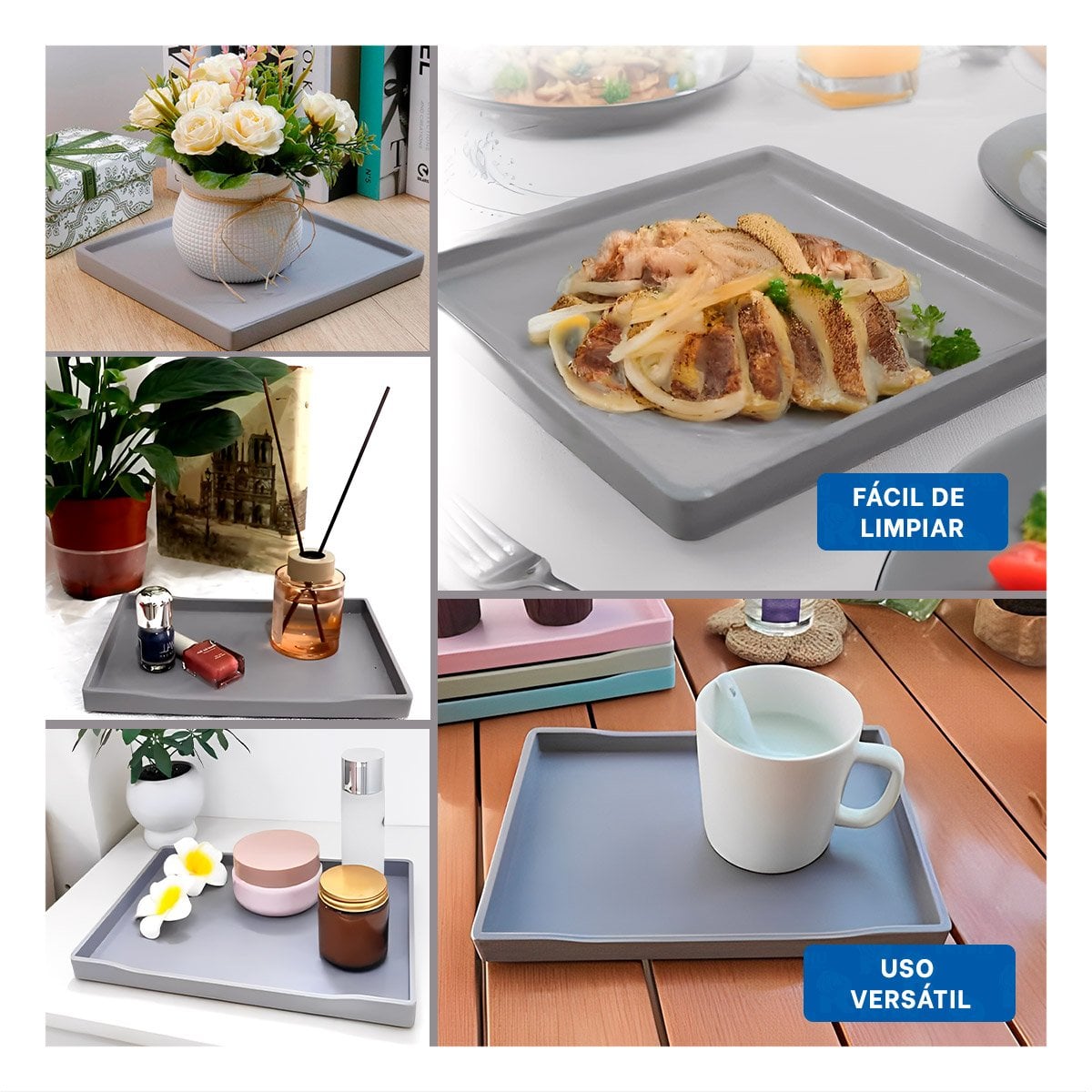 VAJILLA CUADRADA PLOMO PARA MESA ELEGANTE Y COMEDOR PRINCIPAL Y+POST IT - 1
