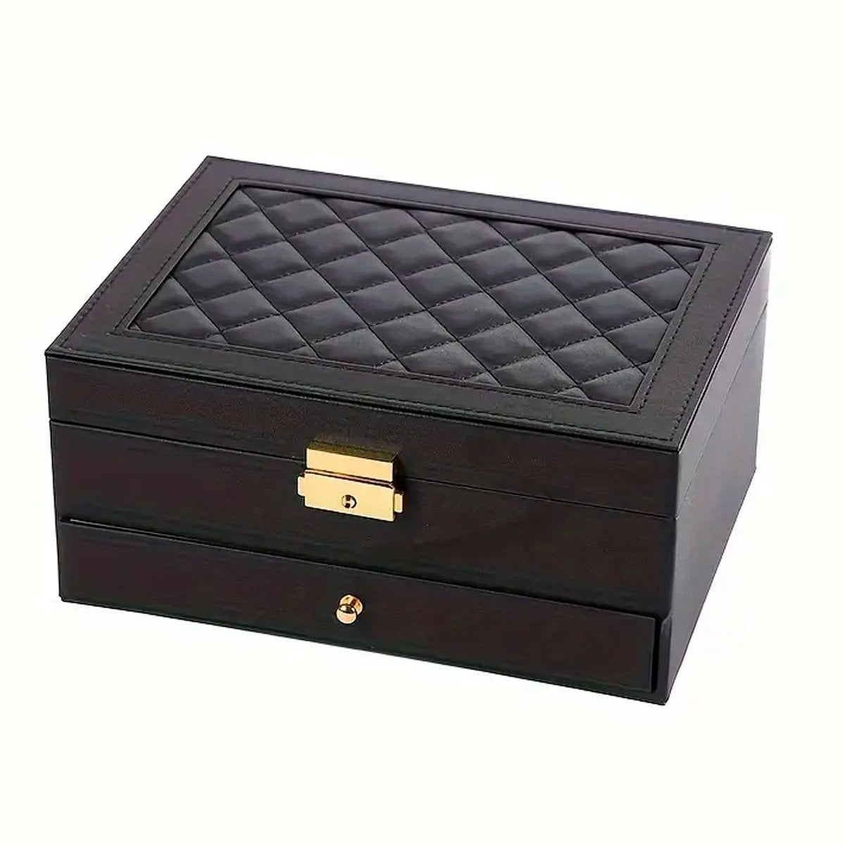 PACK2 ORGANIZADOR 23X17X10,5 CM NEGRO 2 NIVELES CON CAJON Y LLAVE PARA JOYAS Y+REGALO STICKER - 2