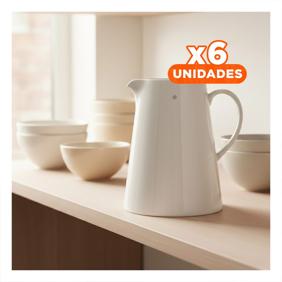 PACK6 DISPENSADOR MODERNO DE CERAMICA BLANCO PARA MESA Y COMEDOR Y+REGALO STICKER - 1