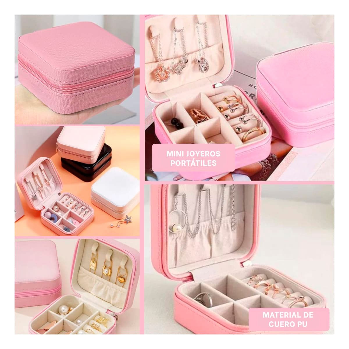PRESENTACION JOYERO MINI PORTATIL PARA MUJER EN ROSADO CLARO Y+POST IT - 1