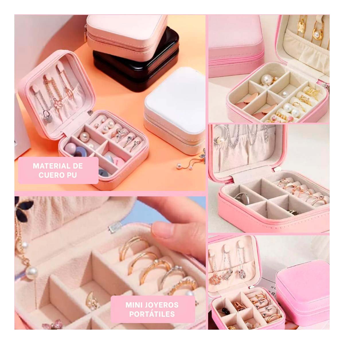 PRESENTACION JOYERO MINI PORTATIL PARA MUJER EN ROSADO CLARO Y+POST IT - 5