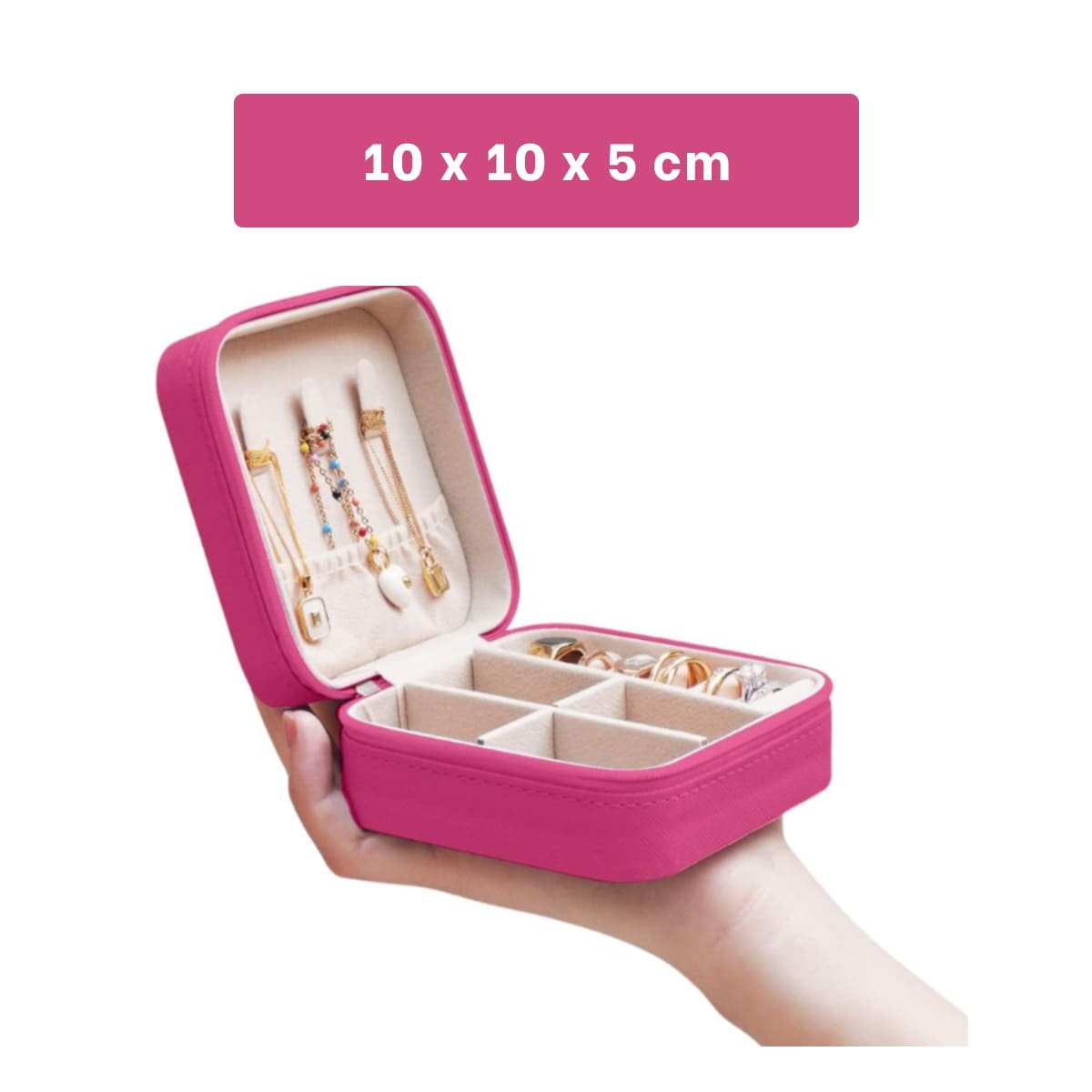 PRESENTACION JOYERO MINI PORTATIL PARA MUJER EN FUCSIA Y+POST IT - 4