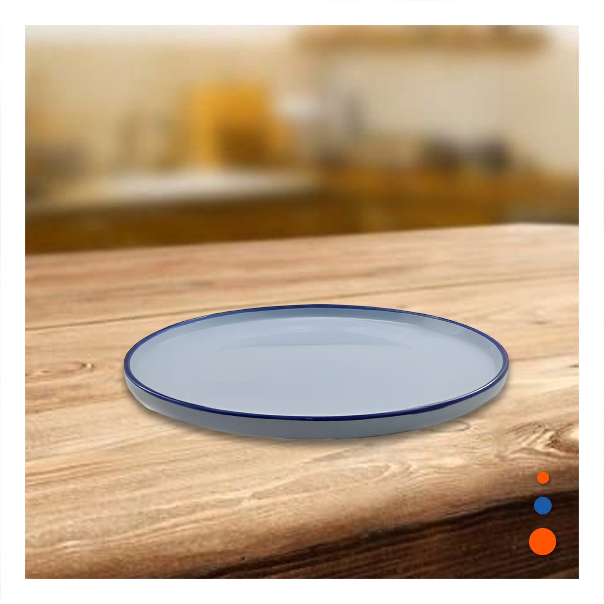 PACK12 RECIPIENTE ELEGANTE CIRCULAR CON BORDE AZUL PARA COMEDOR MODERNO Y+PAPEL REGALO - 5