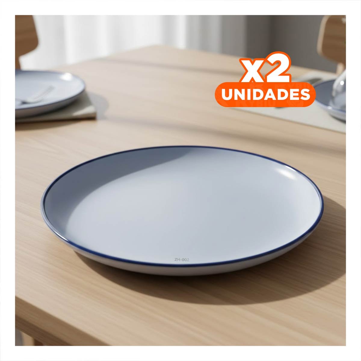 PACK2 ACCESORIO ELEGANTE CIRCULAR CON BORDE AZUL PARA HOGAR Y MESA Y+REGALO STICKER - 1
