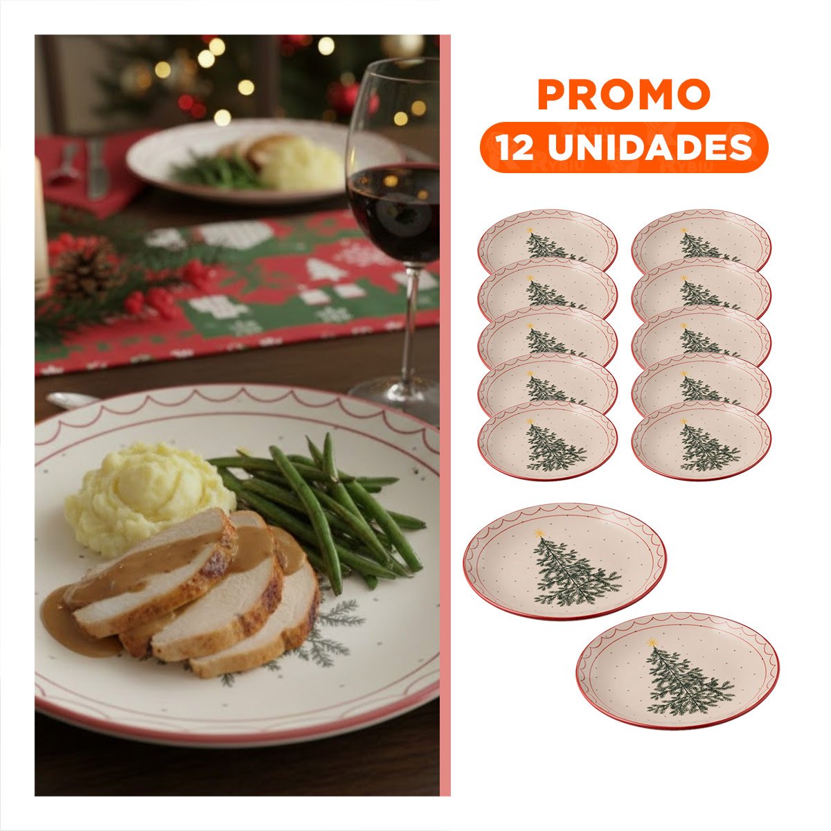 PACK2 ACCESORIO FESTIVO CIRCULAR CON ESTILO ARBOL PARA HOGAR Y+REGALO STICKER - 1