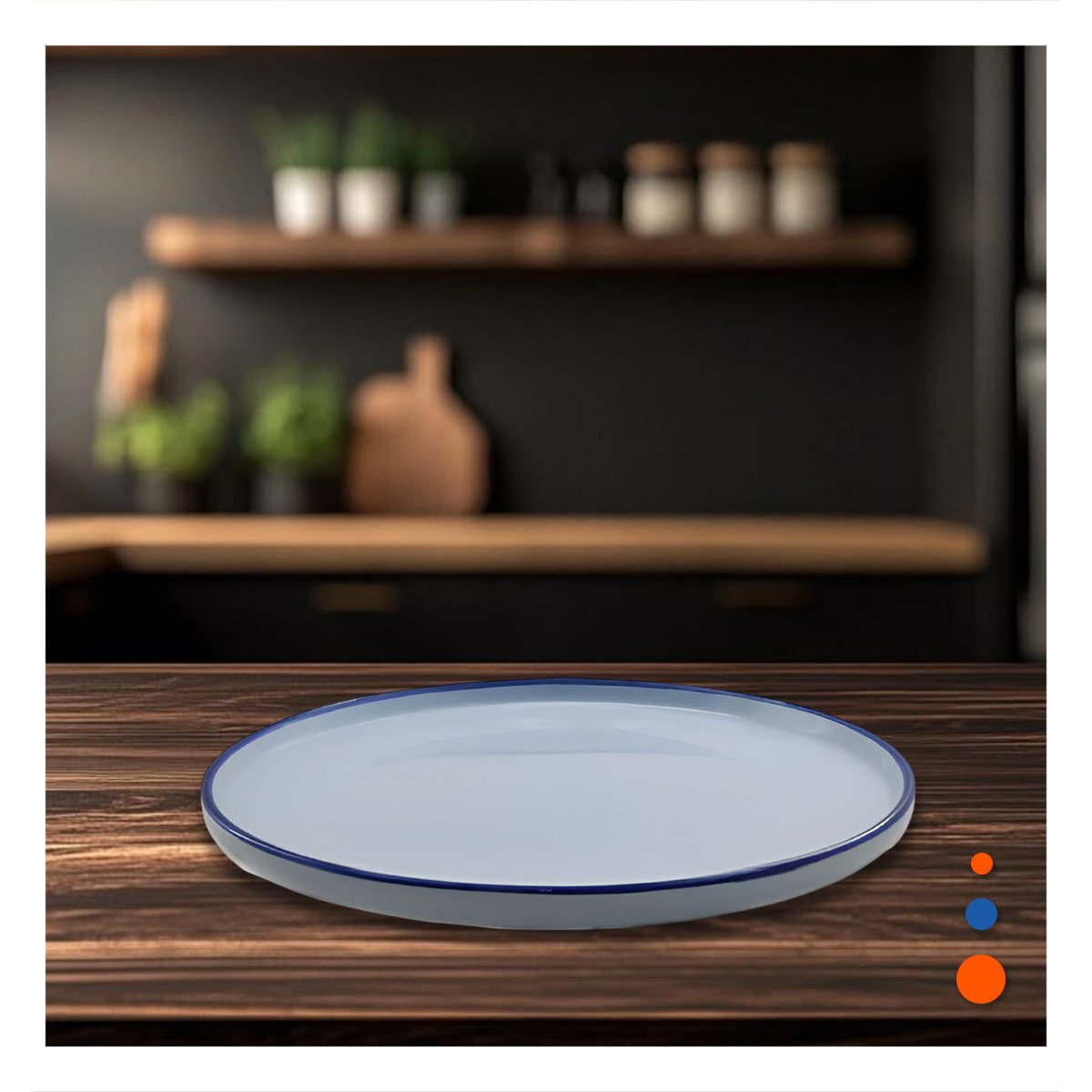PACK6 CENTRO ELEGANTE CIRCULAR CON BORDE AZUL PARA COMEDOR FAMILIAR Y+PAPEL REGALO - 2
