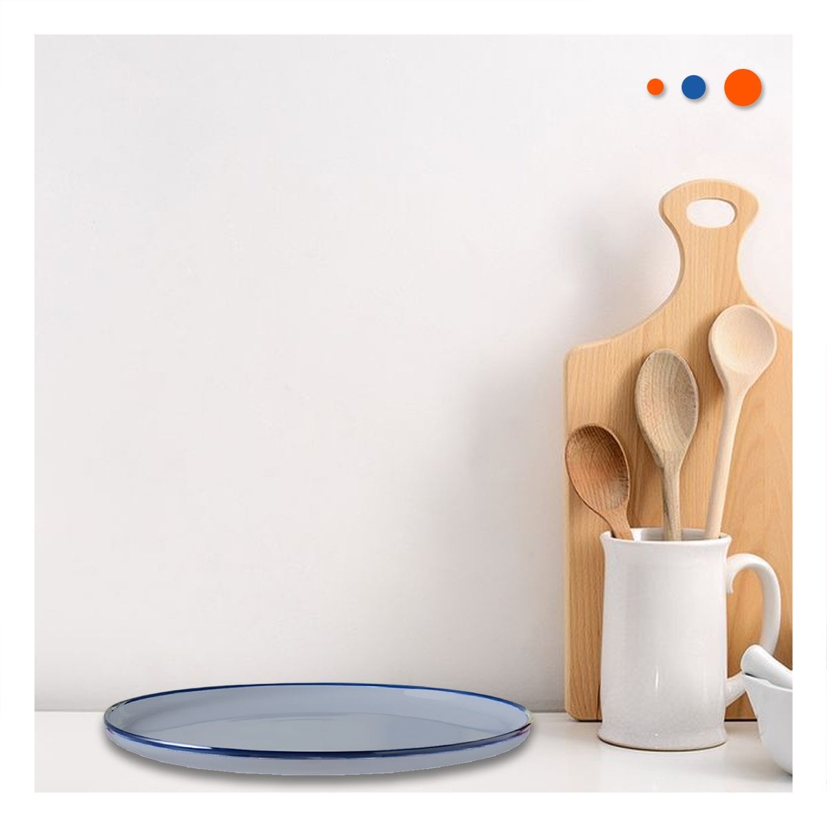 PACK6 CENTRO ELEGANTE CIRCULAR CON BORDE AZUL PARA COMEDOR FAMILIAR Y+PAPEL REGALO - 5
