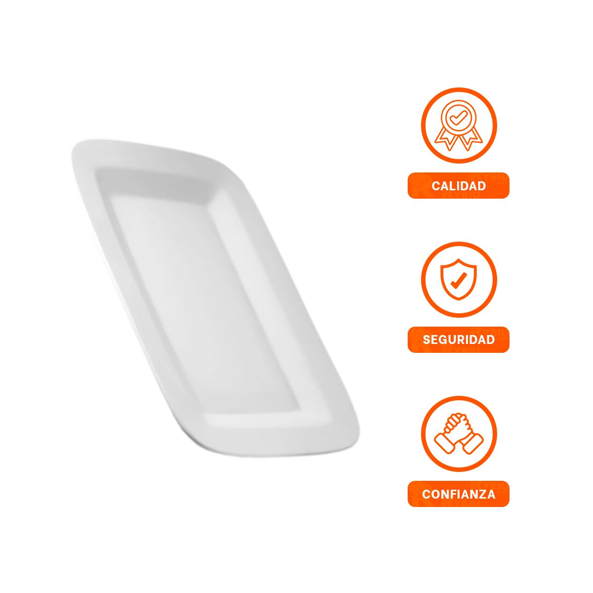 BANDEJA RECTANGULAR CON BORDE CURVO BLANCO PARA SERVICIO DE MESA - 3