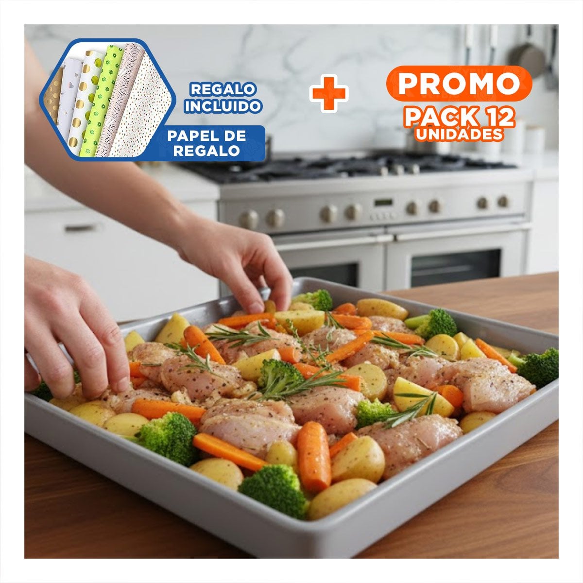 PACK12 PLATILLO FUNCIONAL CUADRADO PLOMO PARA COCINA EN CASA FAMILIAR Y+PAPEL REGALO - 1