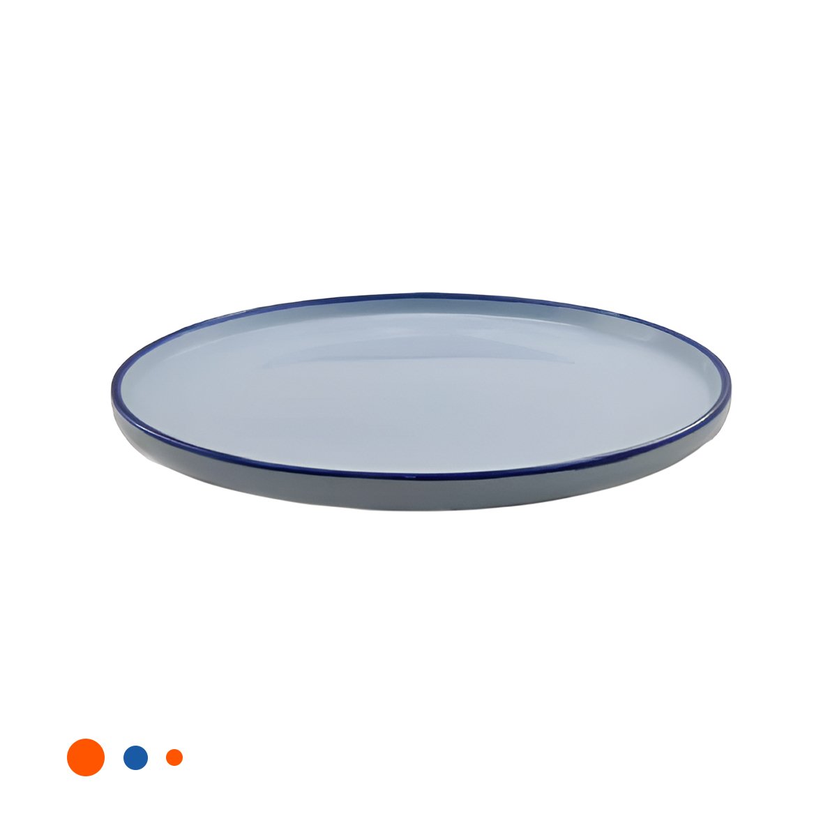 PACK12 PLATO MODERNO CIRCULAR CON BORDE AZUL PARA MESA EN CASA ELEGANTE Y+REGALO STICKER - 2