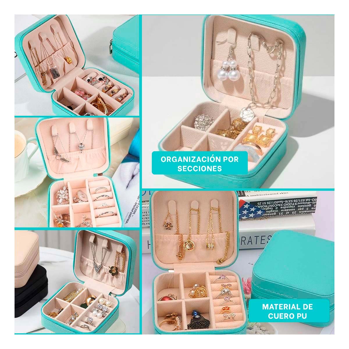 PRESENTACION JOYERO MINI PORTATIL PARA MUJER EN TURQUEZA Y+POST IT - 1
