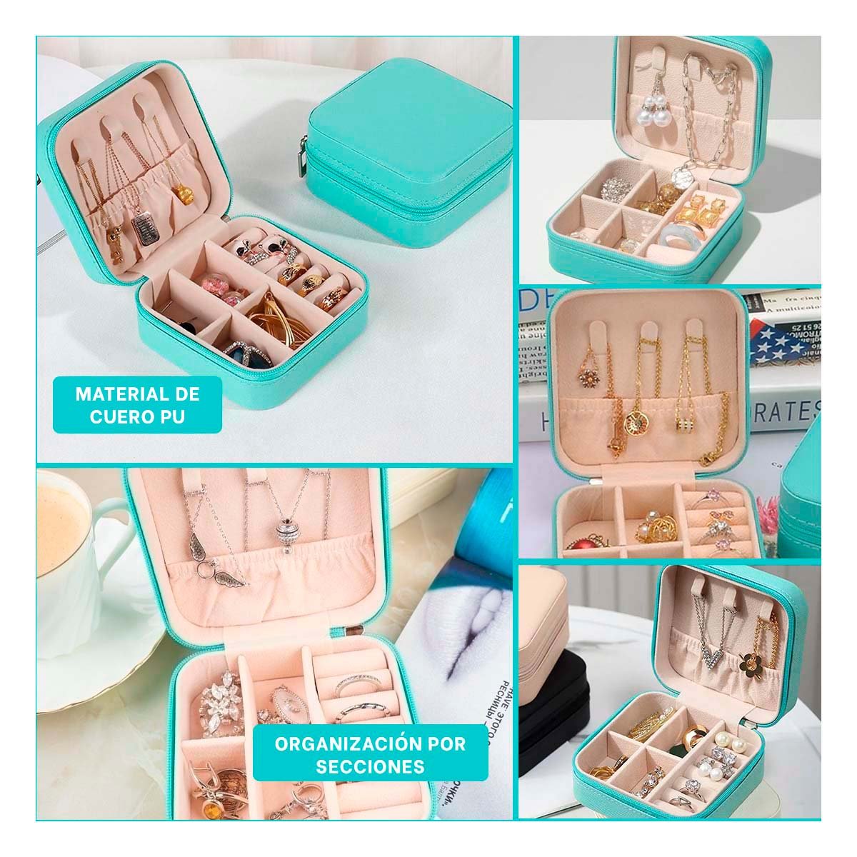 PRESENTACION JOYERO MINI PORTATIL PARA MUJER EN TURQUEZA Y+POST IT - 5