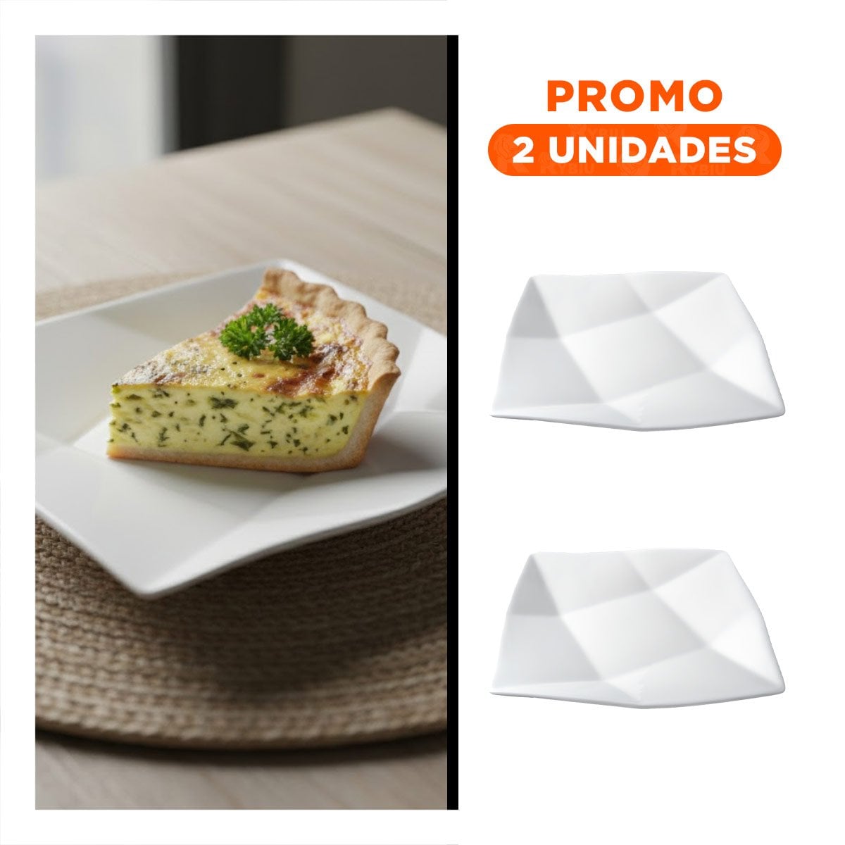 PACK2 PLATO ELEGANTE CUADRADO MODELO ORIGAMI PARA SERVICIO EN CASA - 1