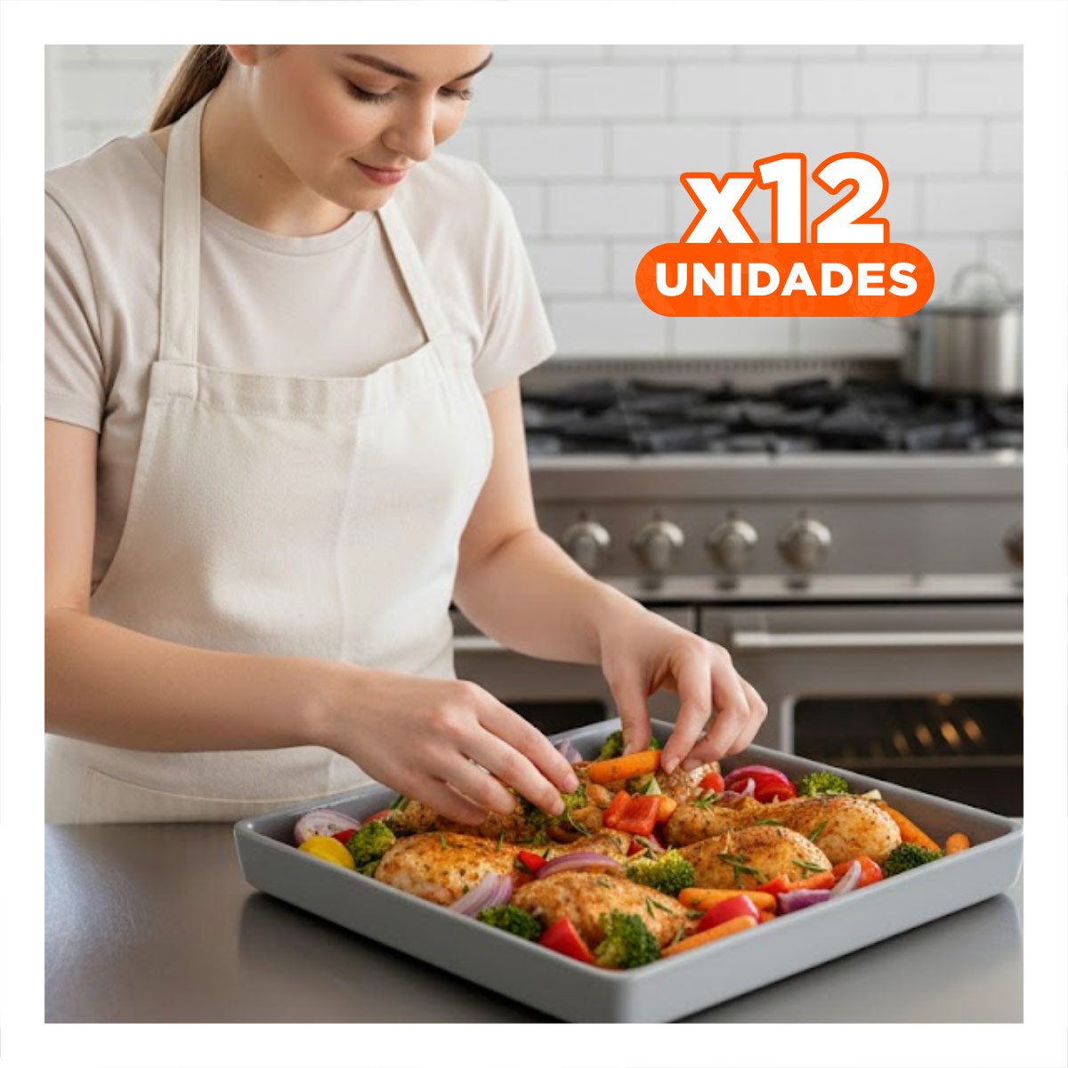 PACK12 FUENTE FUNCIONAL CUADRADA PLOMO PARA SERVICIO DIARIO EN COCINA - 1