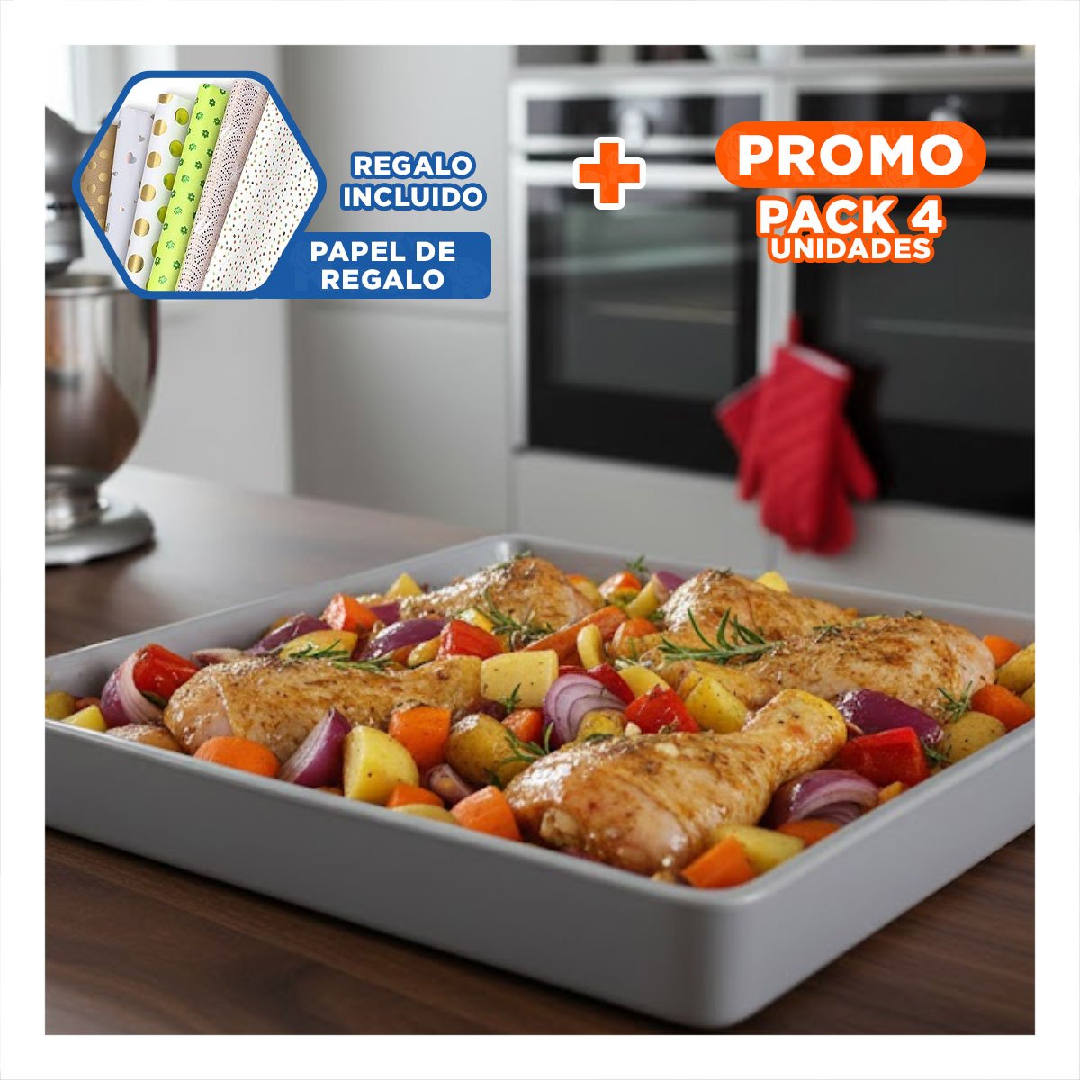 PACK4 CONTENEDOR DECORATIVO CUADRADO PLOMO PARA HOGAR Y COCINA Y+PAPEL REGALO - 1