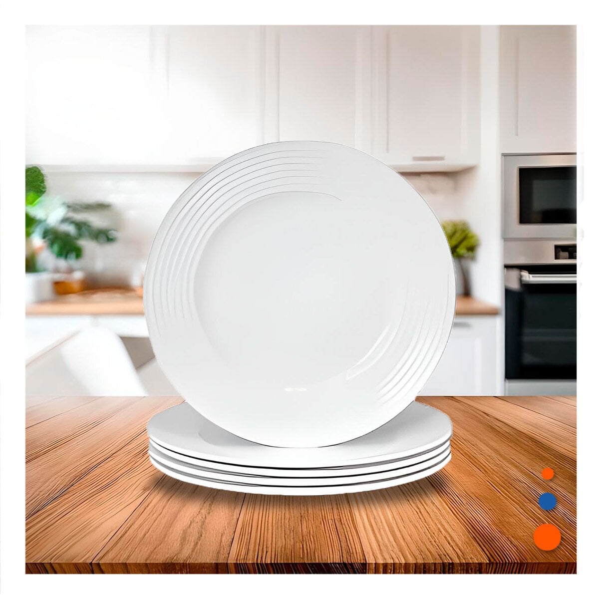PACK12 RECIPIENTE ELEGANTE CIRCULAR CON BORDE A RAYAS PARA COMEDOR MODERNO Y+PAPEL REGALO - 5