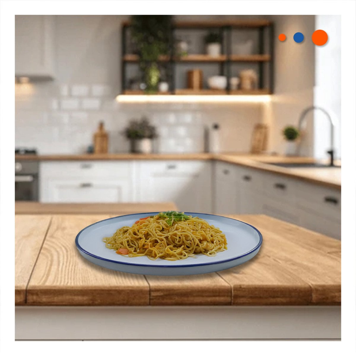 PACK4 COMPLEMENTO ELEGANTE CIRCULAR CON BORDE AZUL PARA CASA MODERNA - 5
