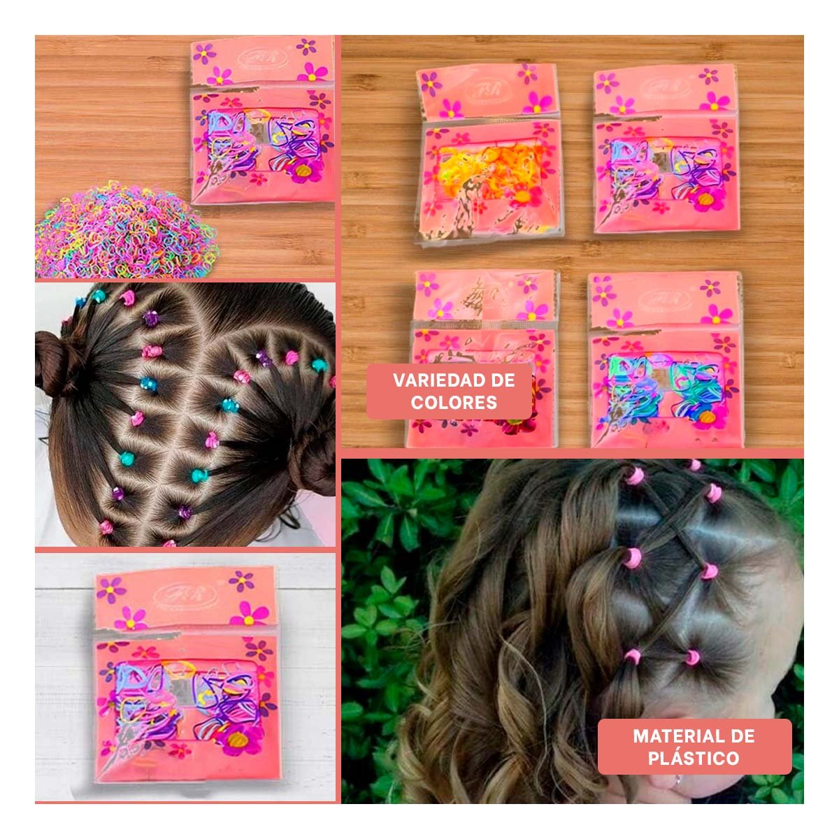 SET MULTICOLOR DE LIGAS PARA EL CABELLO 25MM PACK 10 Y+POST IT - 5