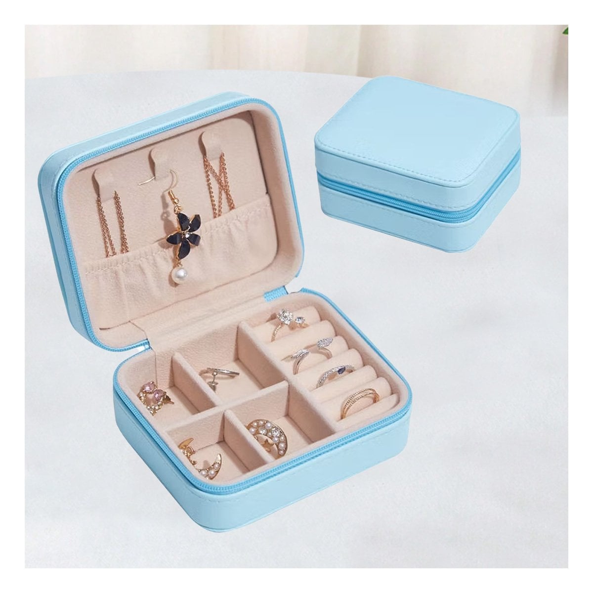 PRESENTACION JOYERO MINI PORTATIL PARA MUJER EN CELESTE CLARO Y+POST IT - 2