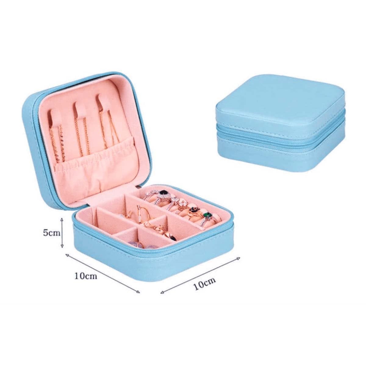 PRESENTACION JOYERO MINI PORTATIL PARA MUJER EN CELESTE CLARO Y+POST IT - 4