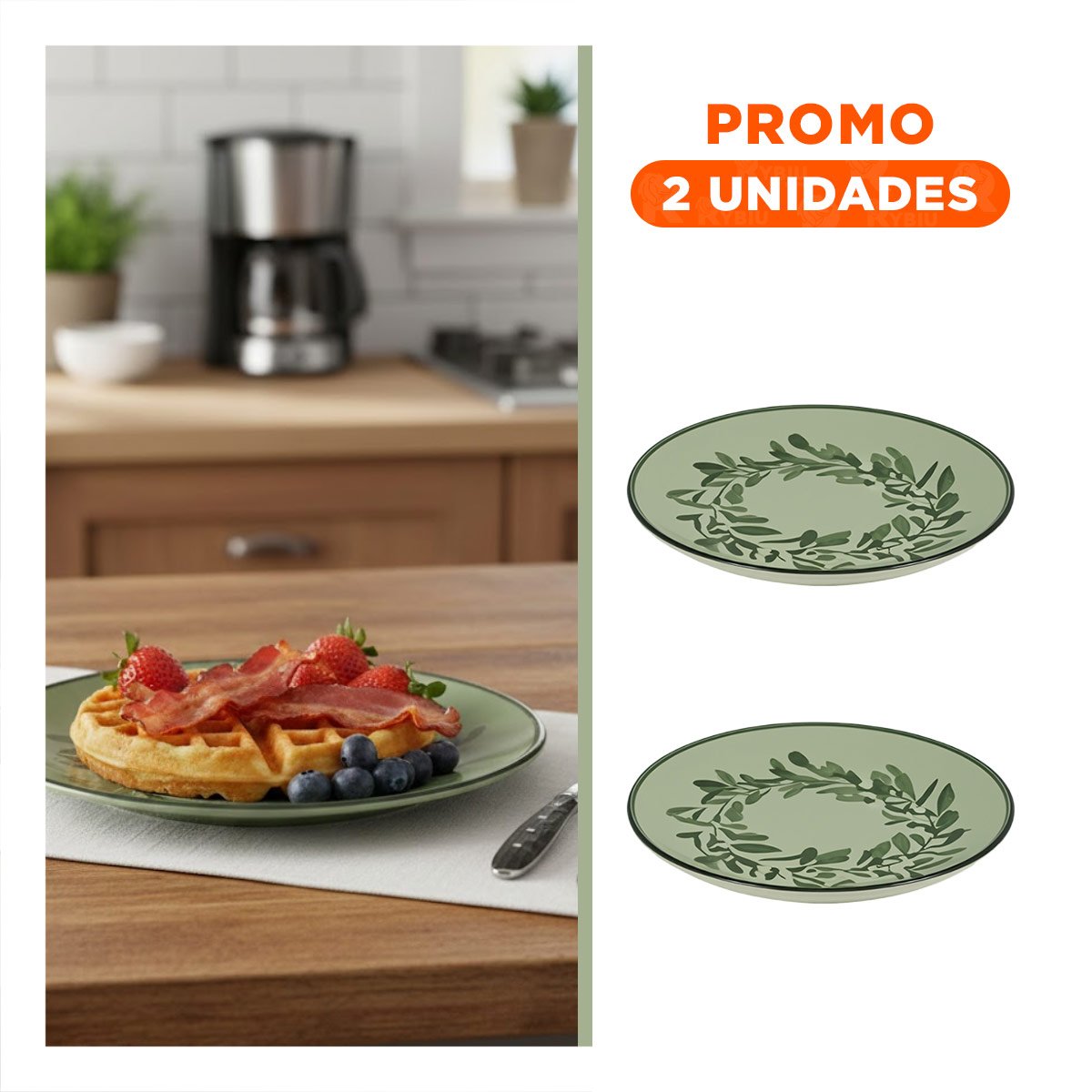 PACK2 PLATO FESTIVO CIRCULAR CON CORONA DE HOJAS PARA MESA DE NAVIDAD - 1