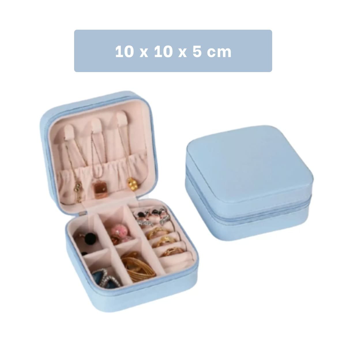 PRESENTACION JOYERO MINI PORTATIL PARA MUJER EN AZUL PASTEL Y+POST IT - 4